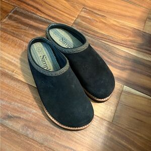 Black women’s simple suede leather mules  Slip-On Shoes 8